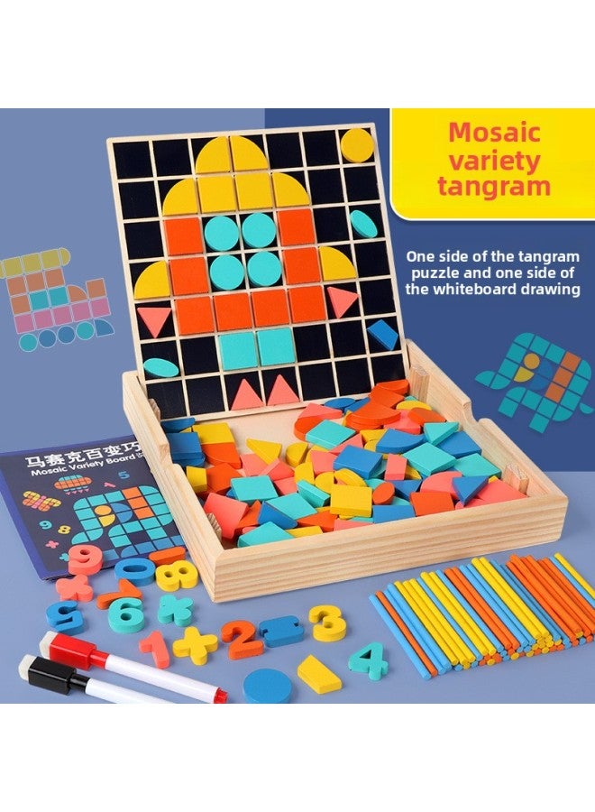 Children's Intelligence Development Creative Mosaic Changeable Jigsaw Puzzle Puzzle Drawing Board Multifunctional Mathematics Learning Box-Color:Mosaic Jigsaw Puzzle - Image 2